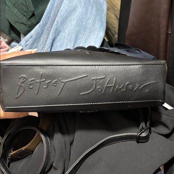 Betsey Johnson Black Kilter Rosette Asymmetrical Bag - Picture 6 of 8